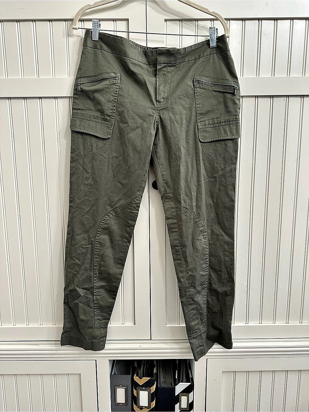 TAHARI Women's Cotton Cargo Pants in Green Size 10